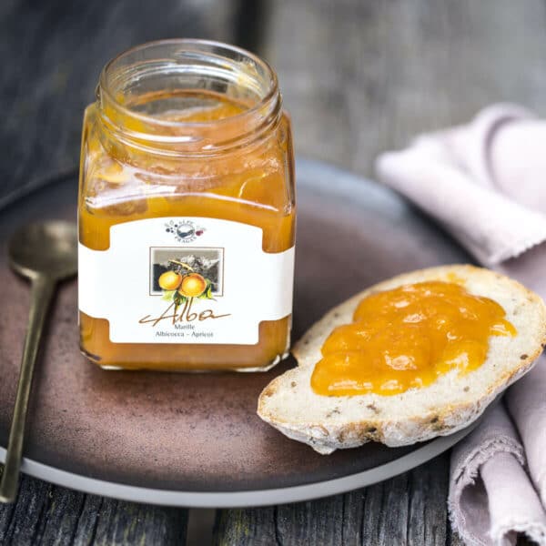 Aprikosenmarmelade mit Ingwer und Pfefferminze 75% Frucht - 335 Gramm - Alpe Pragas – Bild 2