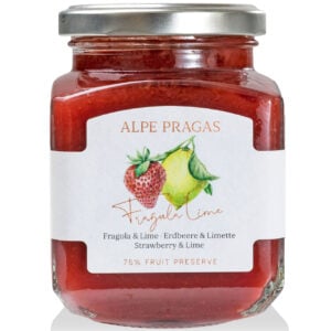 Erdbeer-Limetten-Marmelade 75% Frucht - 335 Gramm - Alpe Pragas