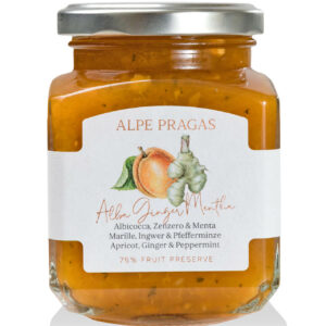 Aprikosenmarmelade mit Ingwer und Pfefferminze 75% Frucht - 335 Gramm - Alpe Pragas